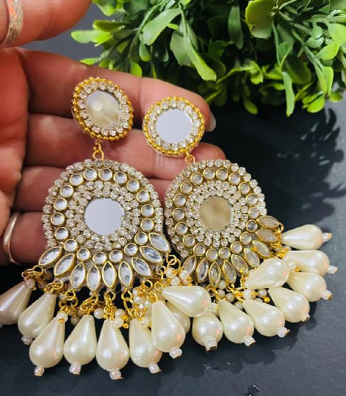Woman fancy party wear havey long size earrings hand made