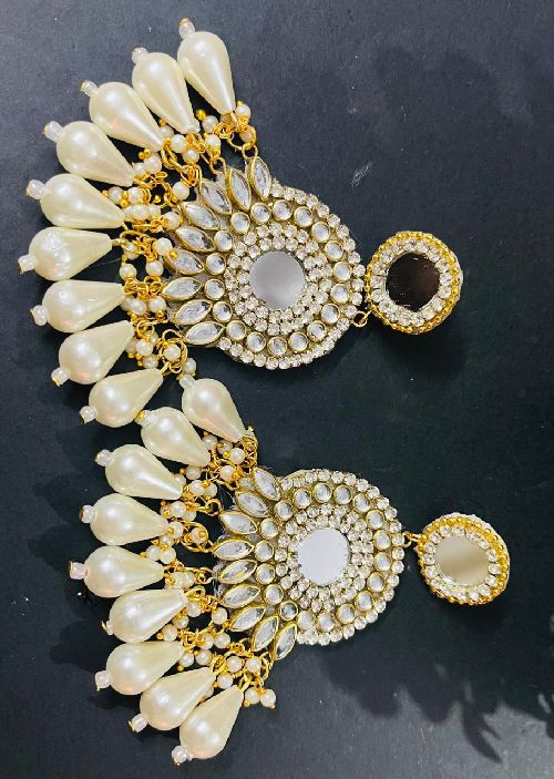 Woman fancy party wear havey long size earrings hand made