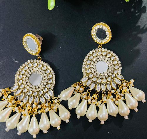 Woman fancy party wear havey long size earrings hand made