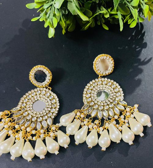 Woman fancy party wear havey long size earrings hand made