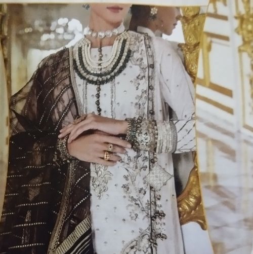 Embroidered 3 piece suit Embroidered shirt front panel