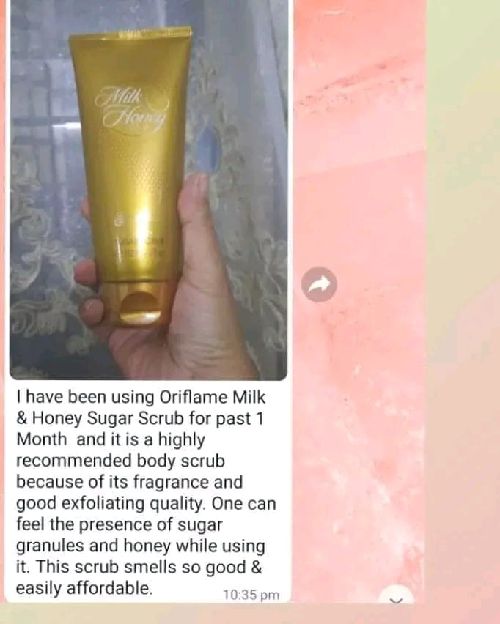 Oriflame’s Milk & Honey Gold Smoothing Sugar Scrub is a