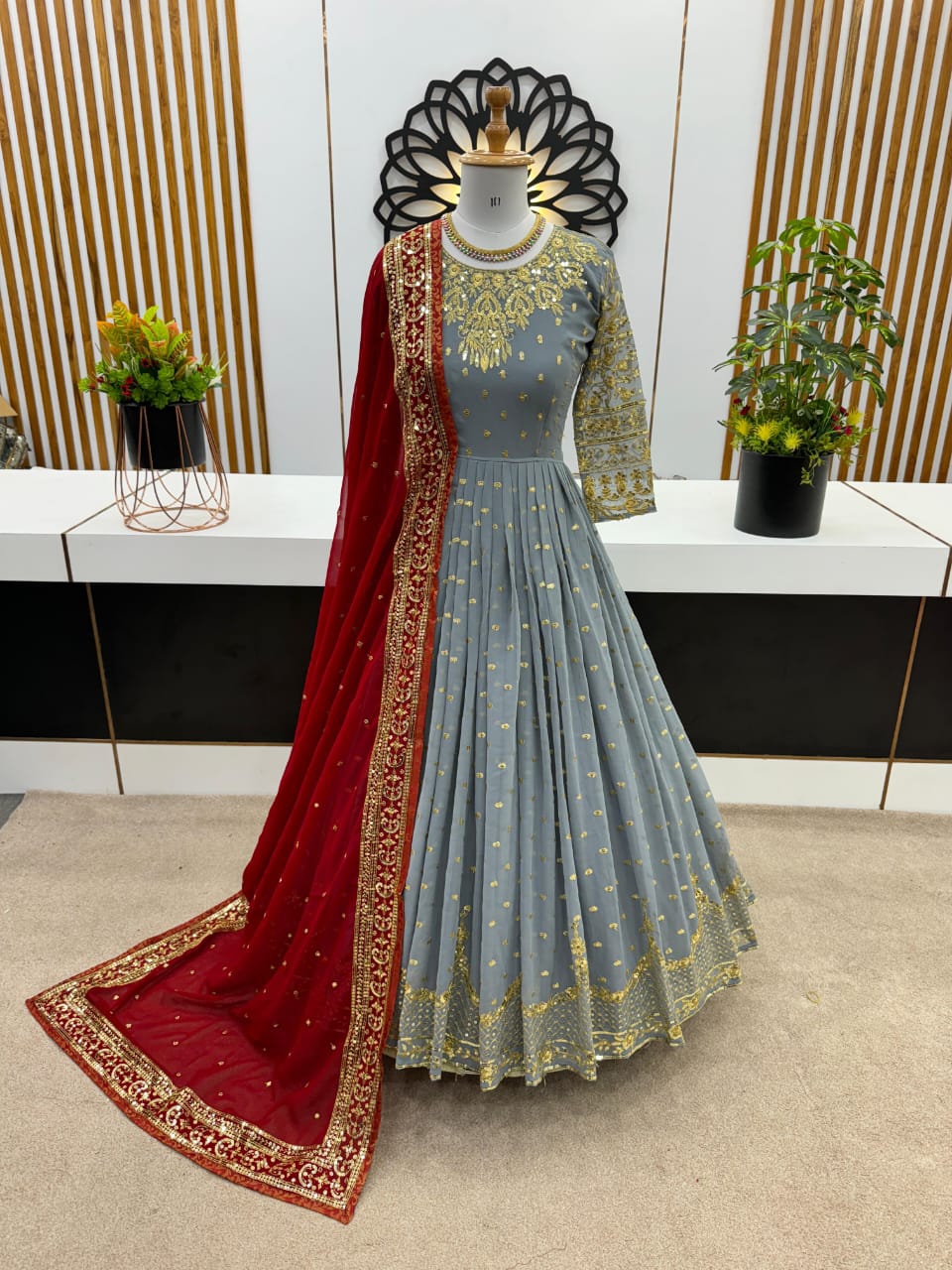 Ready Made Party Dress রেডিমেড জর্জেট এমব্রয়ডারি পার্টি ড্রেস কন্ডিশন