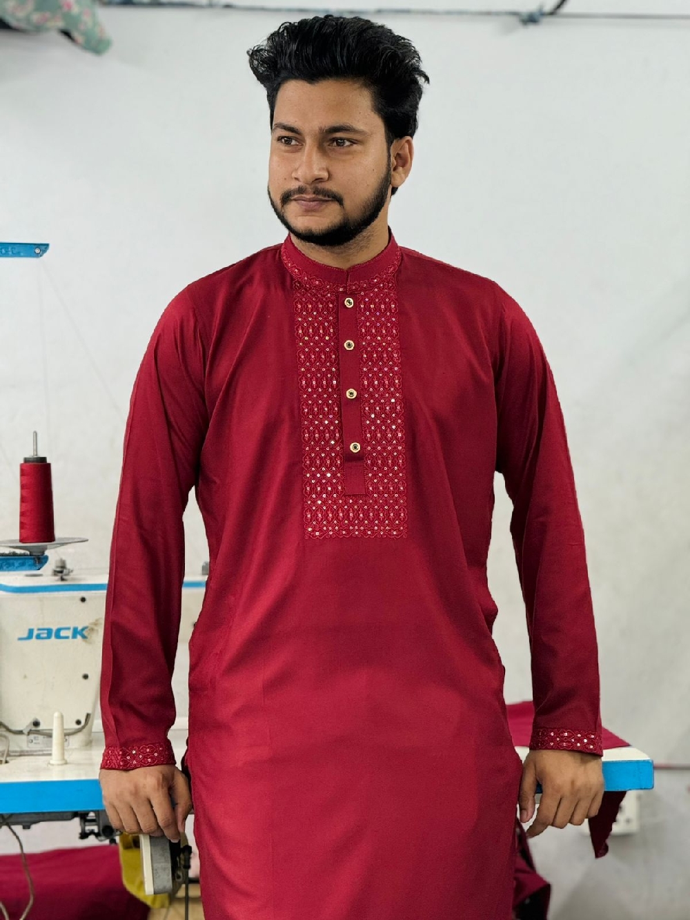 Sequence Embroidery Panjabi Design: Embroidary Work: Sequence Fabrics: 100% Cotton