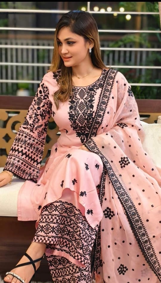 Unstitch Three Piece স্ক্রিন প্রিন্ট /ব্লক প্রিন্ট থ্রি পিস সেলাই
