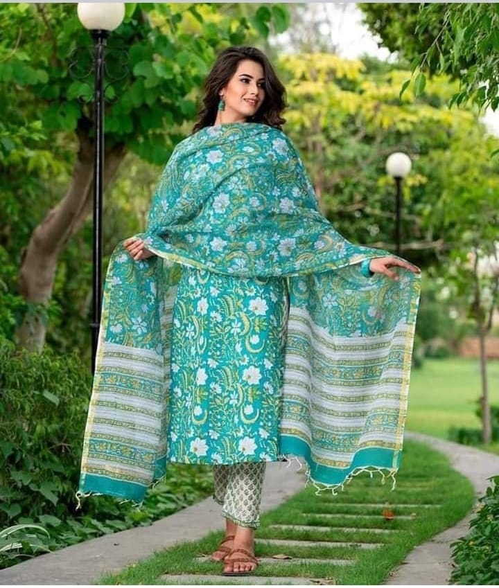 Unstitch Three Piece স্ক্রিন প্রিন্ট /ব্লক প্রিন্ট থ্রি পিস সেলাই