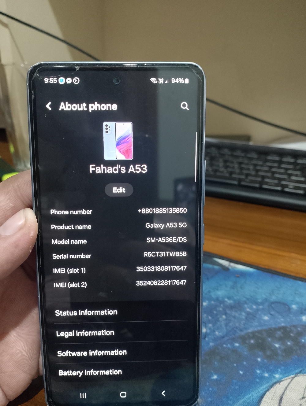 Samsung a53 5g. Full fresh condition. 8/128gb.