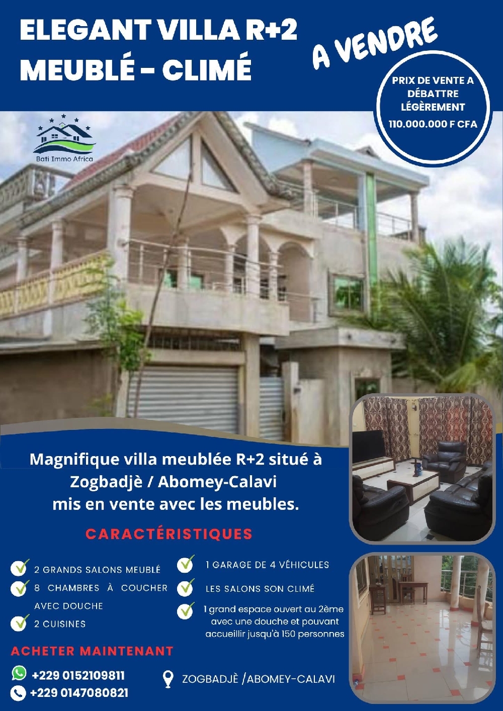 Villa à vendre à Calavi / Zogbadjè Superbe villa de