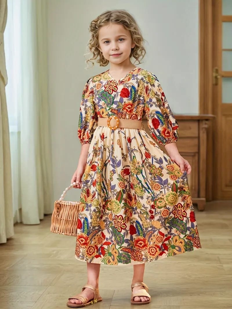 Baby Dress One Piece Dress: Linen Fabrics Size: 3-4 Years