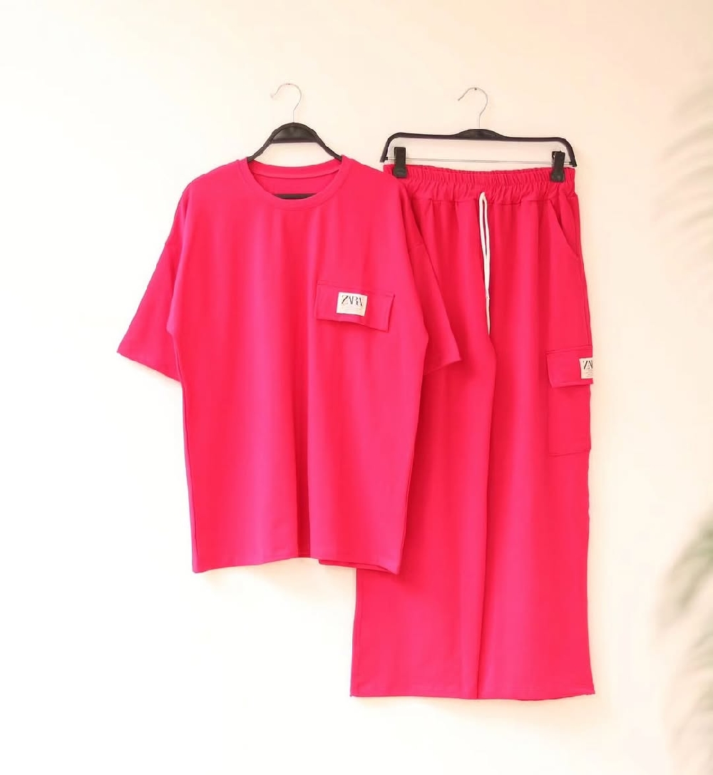 Ladies Tshirt and Trouser Set Tshirt Type: Drop Shoulder Fabrics: