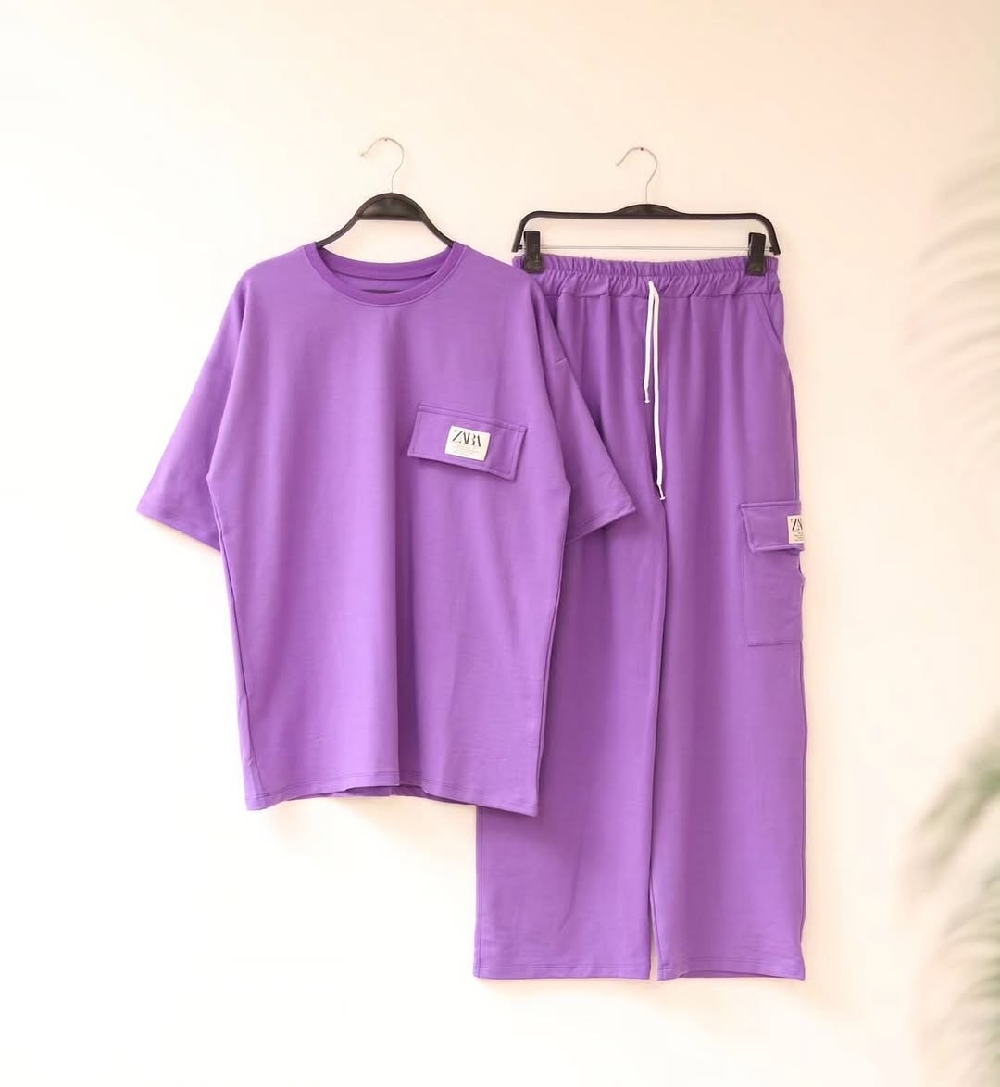 Ladies Tshirt and Trouser Set Tshirt Type: Drop Shoulder Fabrics: