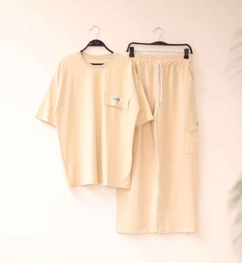 Ladies Tshirt and Trouser Set Tshirt Type: Drop Shoulder Fabrics: