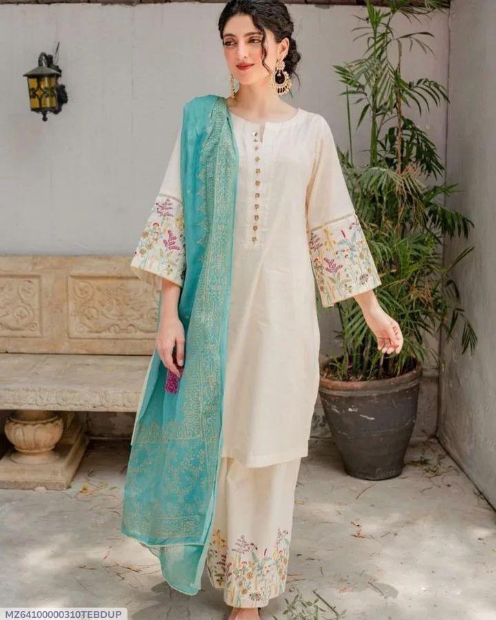 3pcs woman's unstitched Embroidered suits