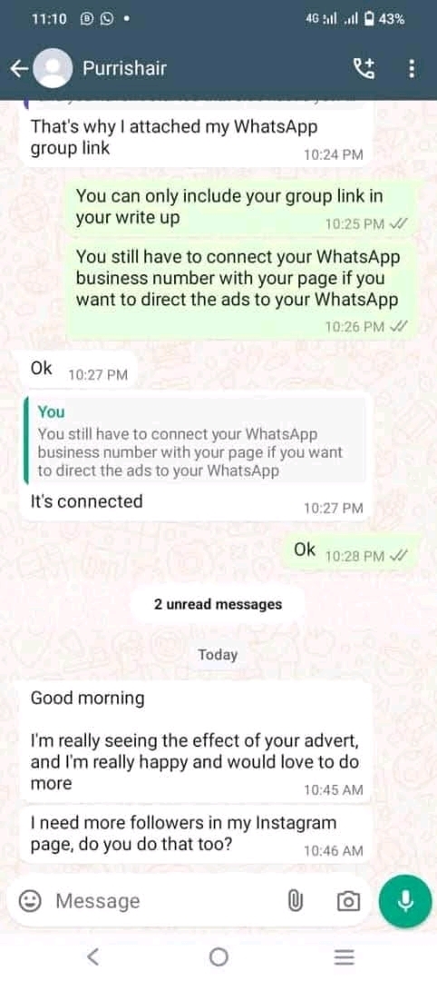 🔥Here’s what we offer 👉🏽Facebook/Instagram AD 🪩 👉🏽WhatsApp Marketing grouplinks💯