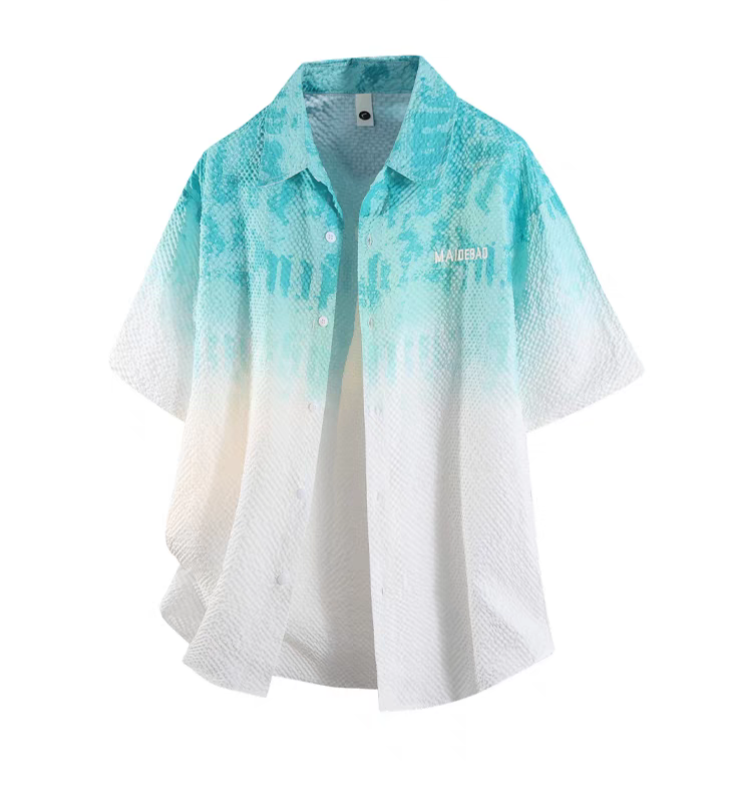 New men's gradient short-sleeved shirts in summer