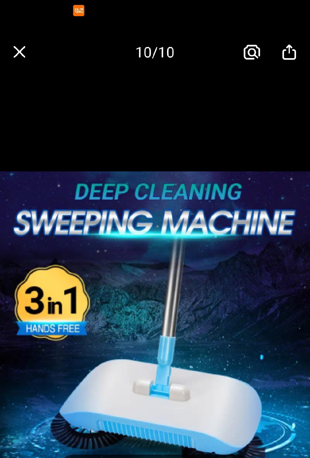 3-IN-1 SWEEPING BROOM MACHINE MOP SWEEP PICK UP DUST ALL