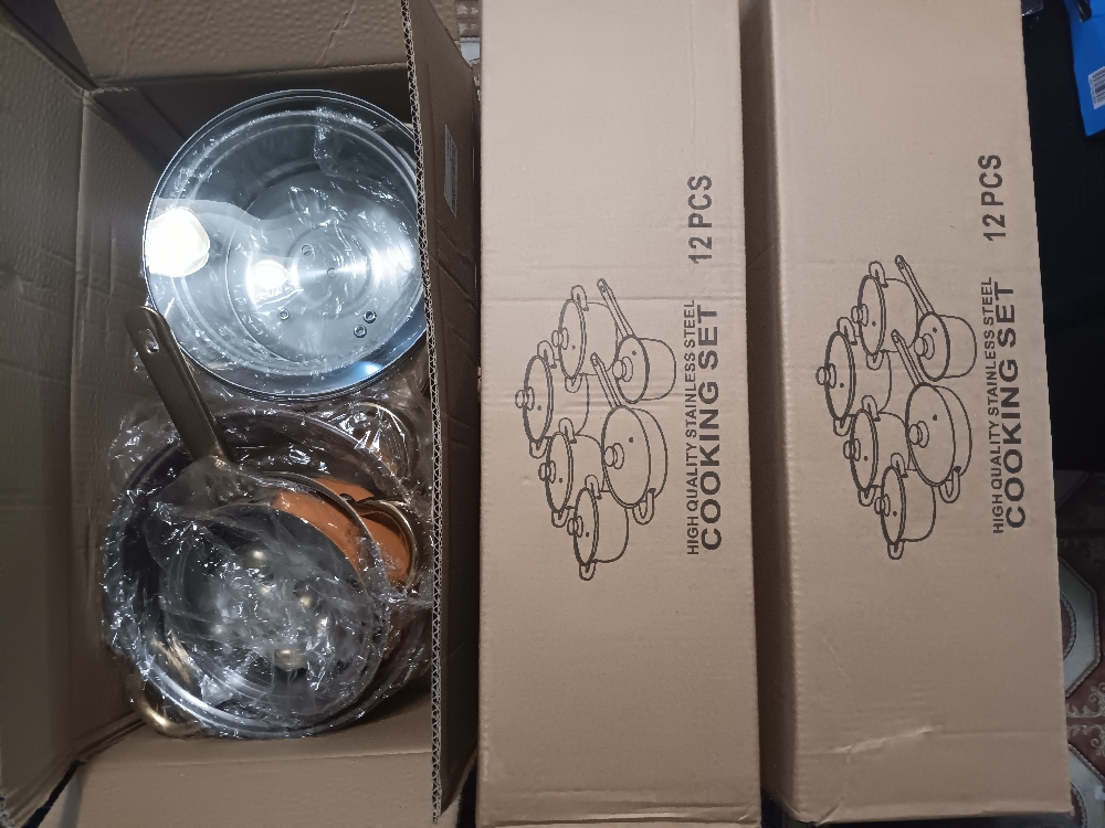 12PC HIGH QUALITY NON STICK STAINLESS STEEL COOKING POT SET