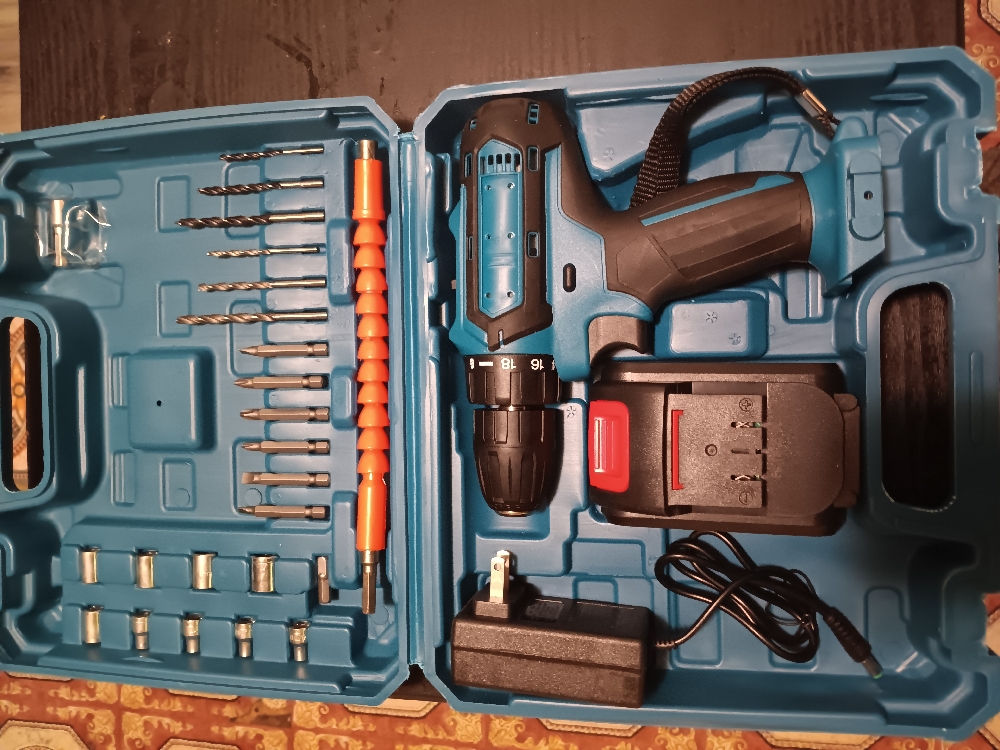 36VF CORDLESS PORTABLE RECHARGEABLE ELECTRIC POWER DRILL SET WITH CARRYING