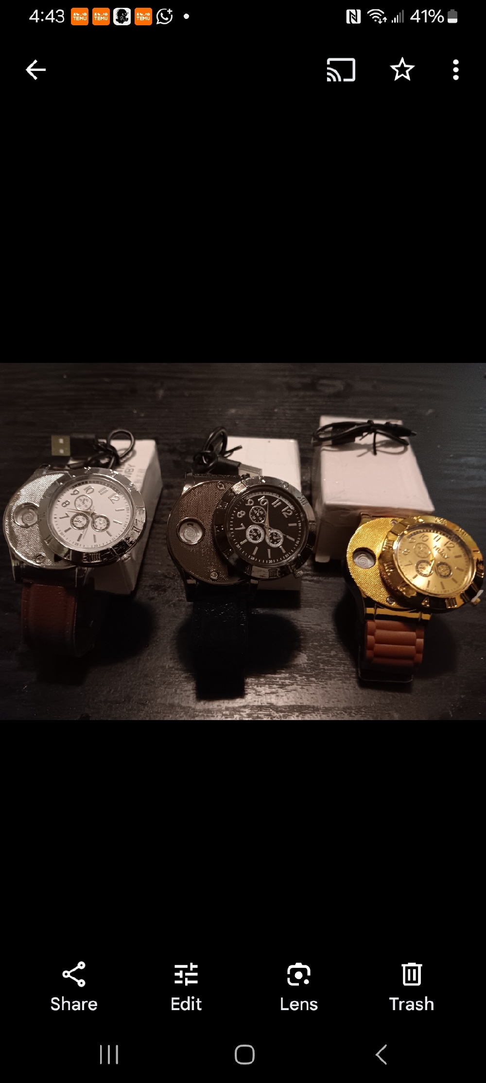 RECHARGEABLE MEN FLAMMABLE WATCH LIGHTERS AVAILABLE IN DIFFERENT VARIETIES (EACH)