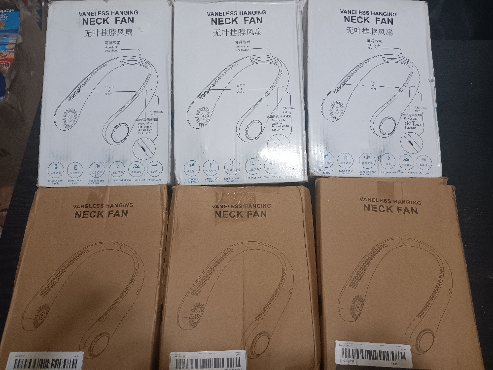 VANELESS HANGING NECK COOLING RECHARGEABLE PORTABLE FANS AVAILABLE IN WHITE