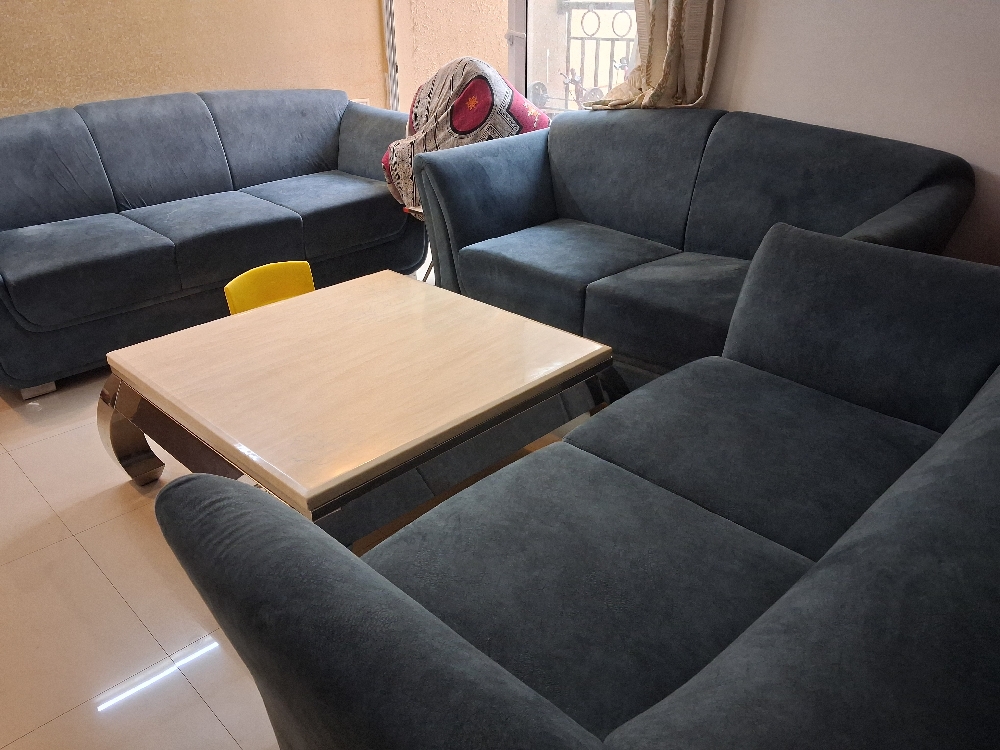 7seater sofa set with marble center table, like new