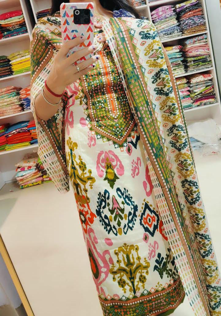 Cotton to Cotton 🎉 Top Fabric... Jaam Satin Bottom... Reyon