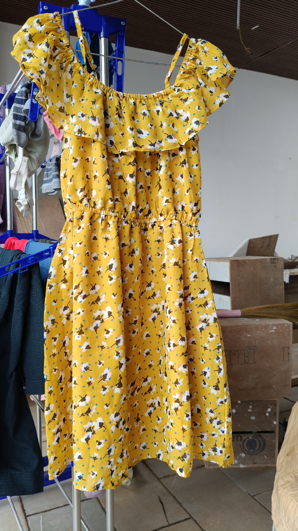 Yellow one piece women georgette