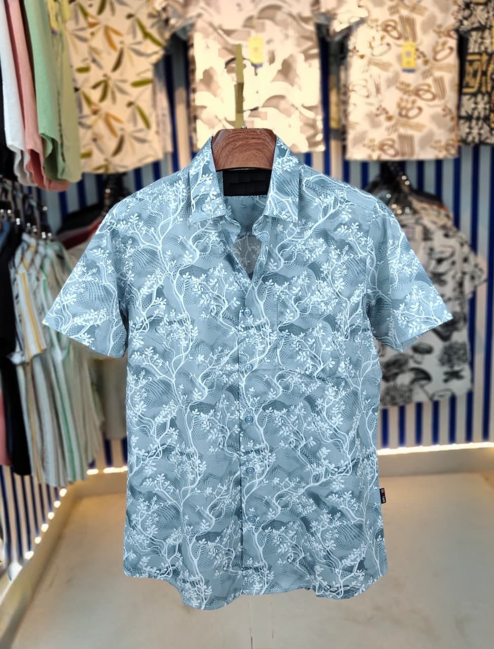পণ্যের বিবরণ Pure Cotton Half Sleeve Print Shirt Fabrics :