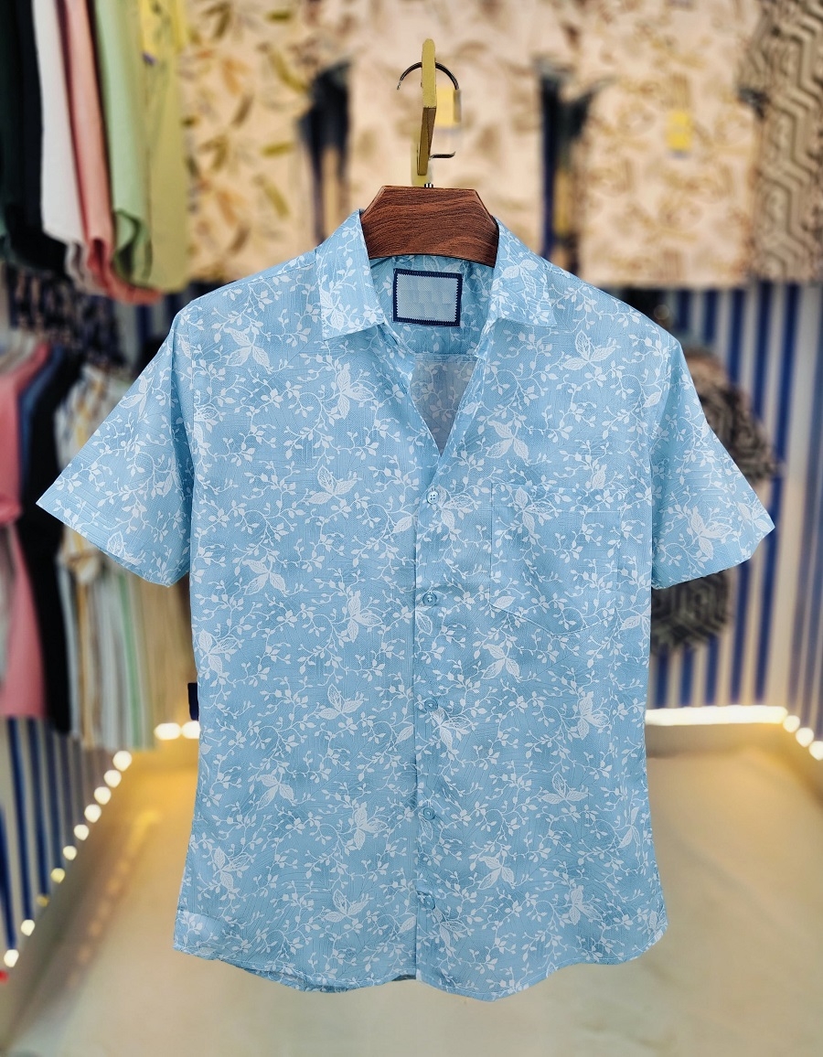 পণ্যের বিবরণ Pure Cotton Half Sleeve Print Shirt Fabrics :