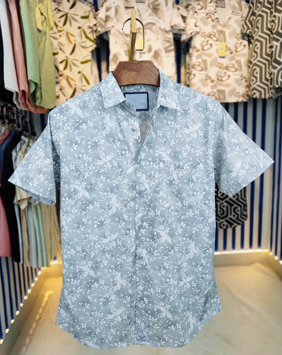 পণ্যের বিবরণ Pure Cotton Half Sleeve Print Shirt Fabrics :