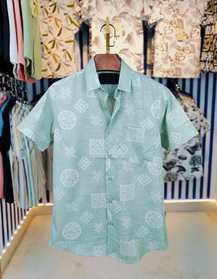 পণ্যের বিবরণ Pure Cotton Half Sleeve Print Shirt Fabrics :