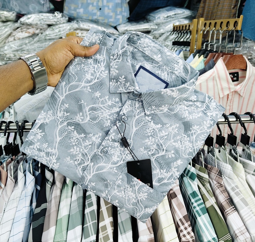 পণ্যের বিবরণ Pure Cotton Half Sleeve Print Shirt Fabrics :