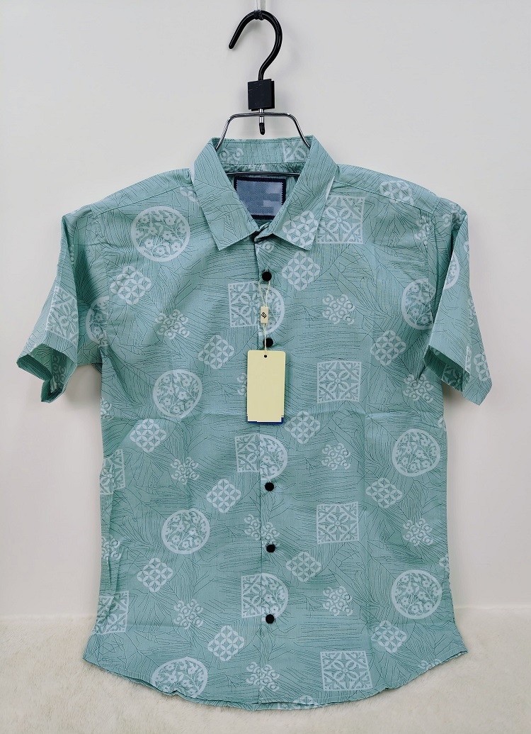 পণ্যের বিবরণ Pure Cotton Half Sleeve Print Shirt for Men's