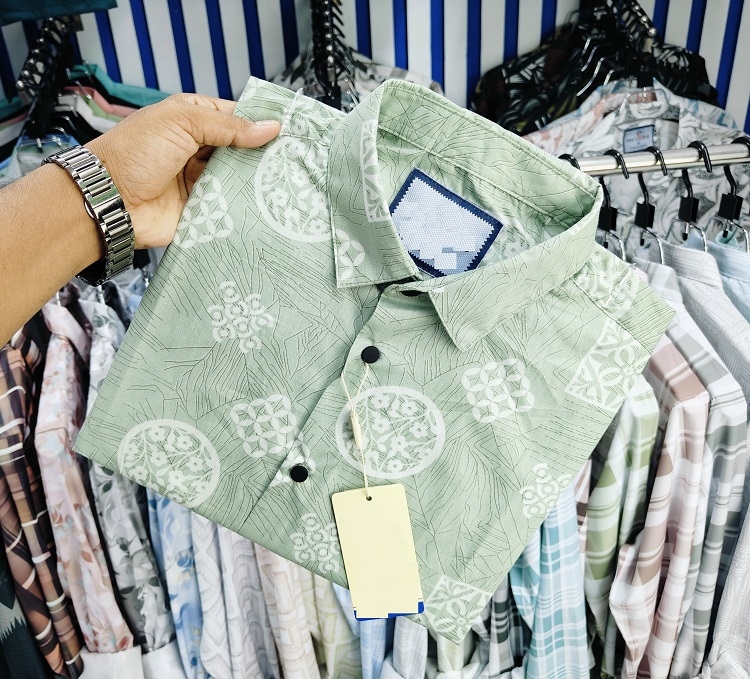 পণ্যের বিবরণ Pure Cotton Half Sleeve Print Shirt for Men's