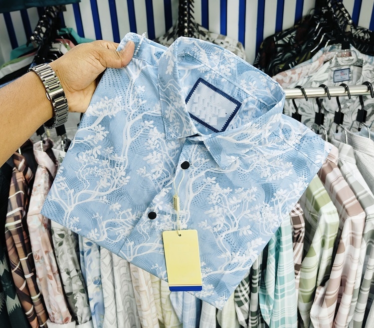 পণ্যের বিবরণ Pure Cotton Half Sleeve Print Shirt for Men's