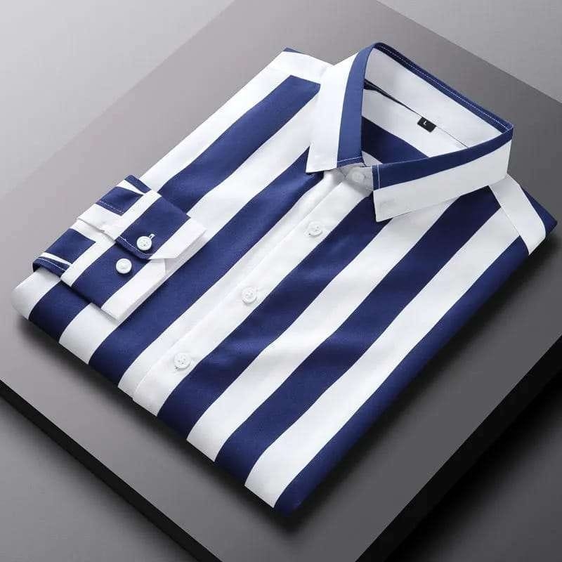 পণ্যের বিবরণ Men's Long Sleeve Stripe Print Shirt -ফ্যাব্রিক: ১০০%