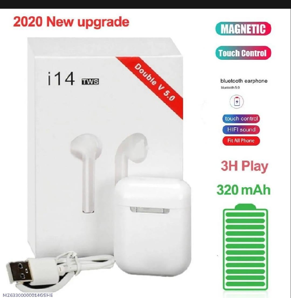 I14 TWS Earbuds • Material: ABS Plastic • Bluetooth Version: