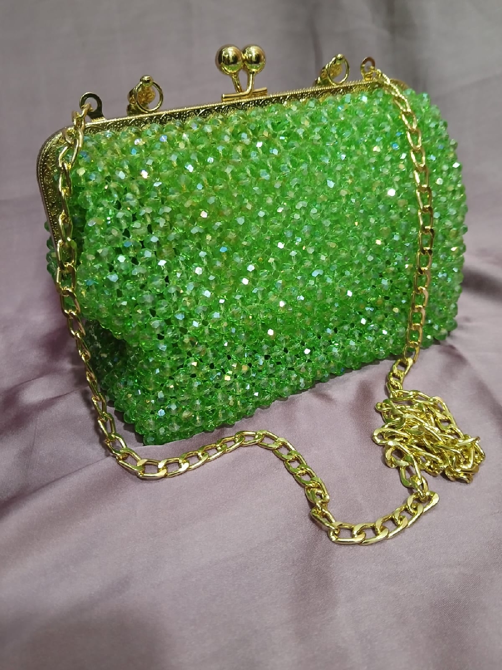 Crystal beaded clutch bag