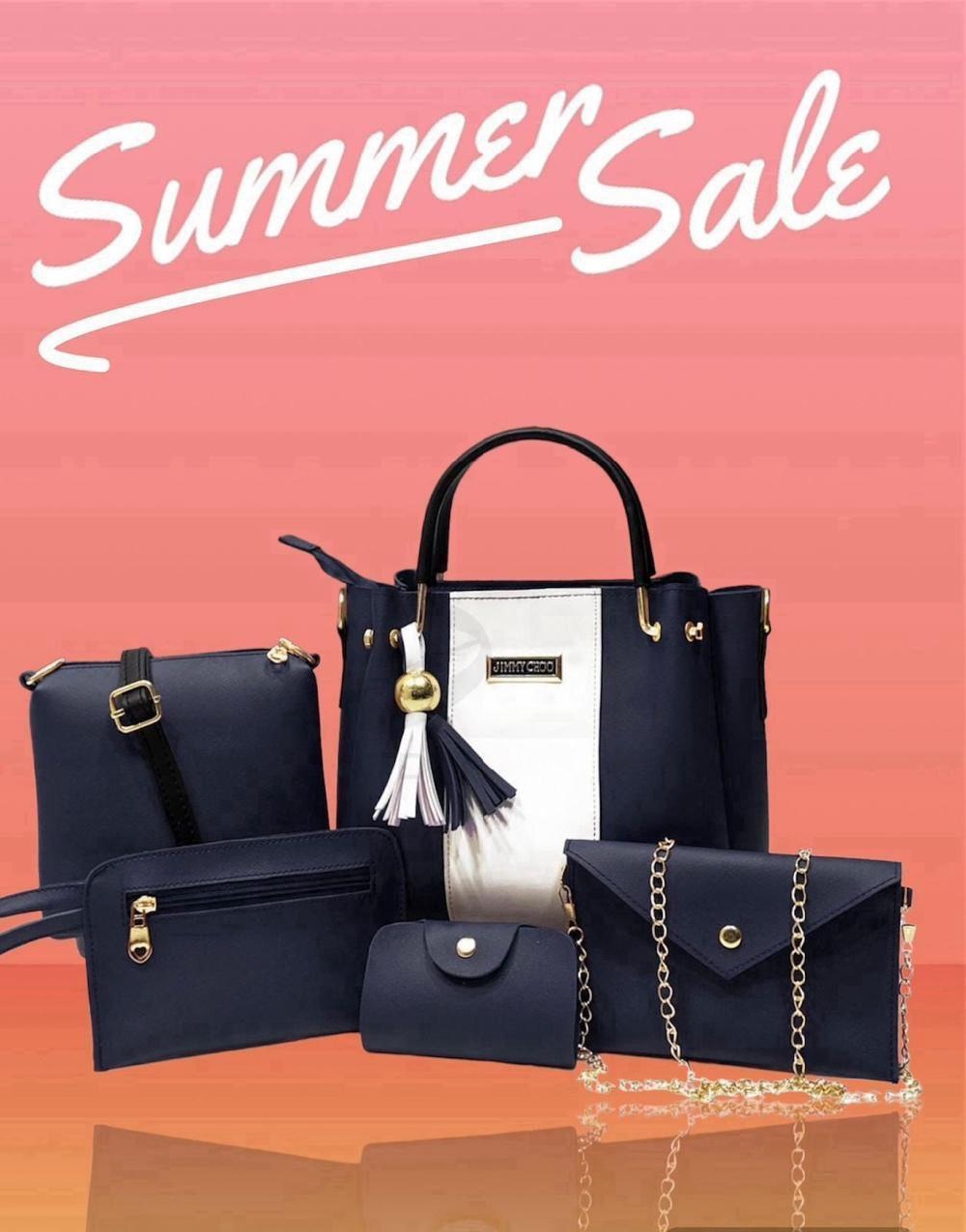 Chic Girl's Rexine Hand Bag Set-5 pcs in vibrant colours