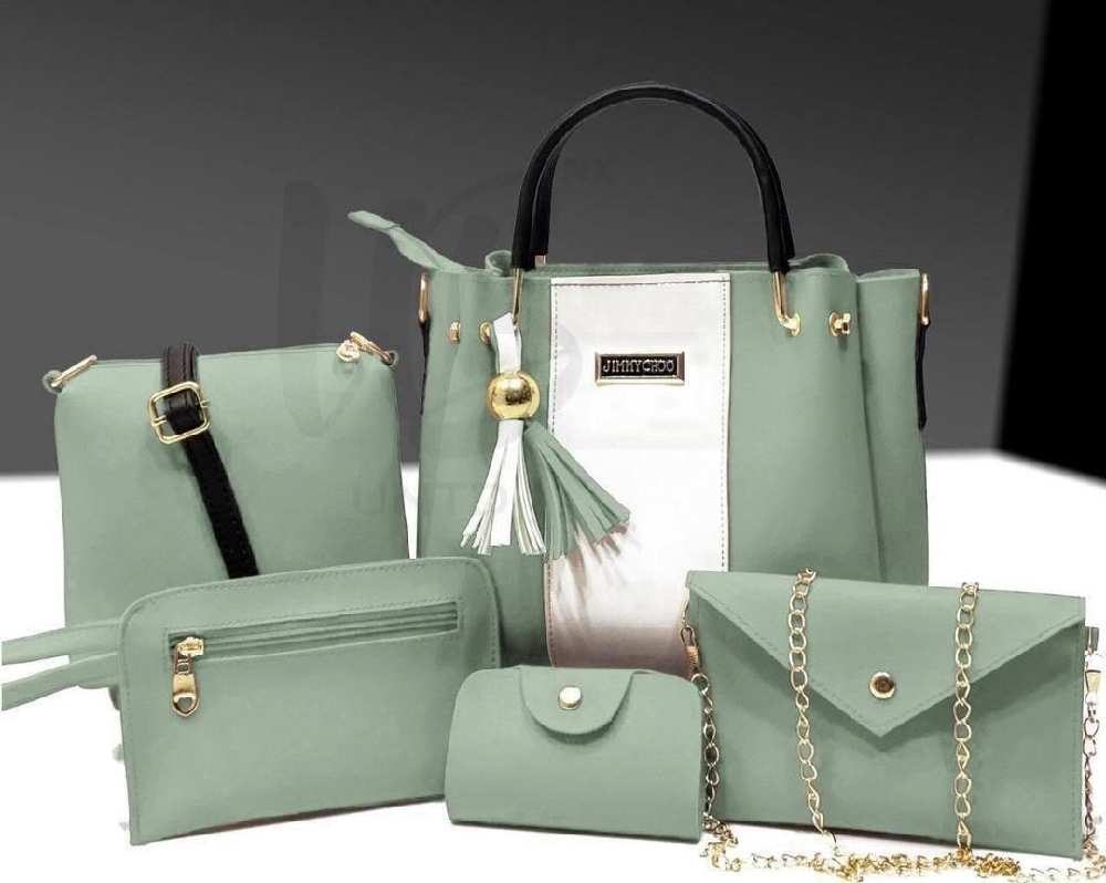Chic Girl's Rexine Hand Bag Set-5 pcs in vibrant colours