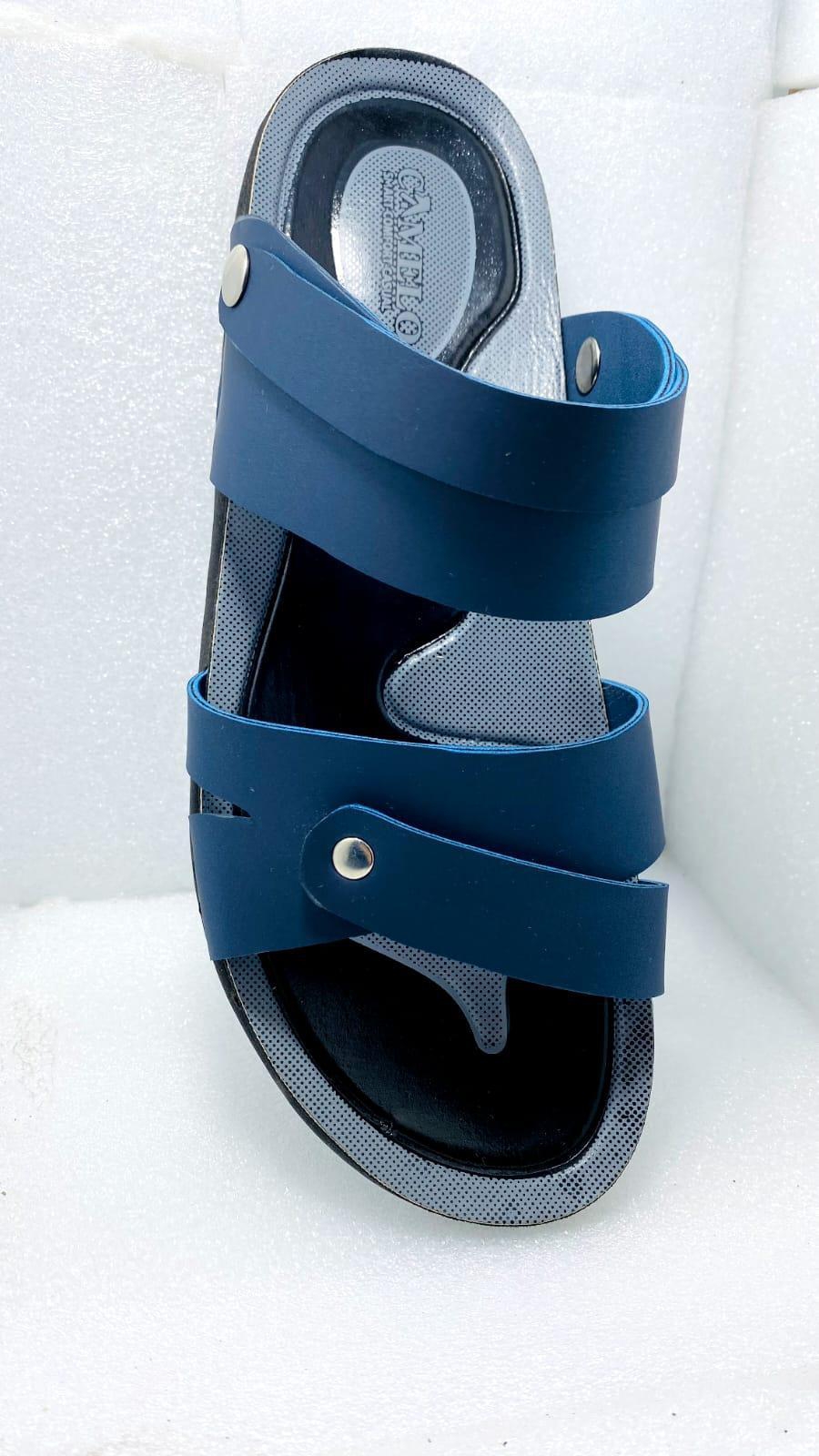 Men's casual leather sandals Men’s blue synthetic leather casual sandals.