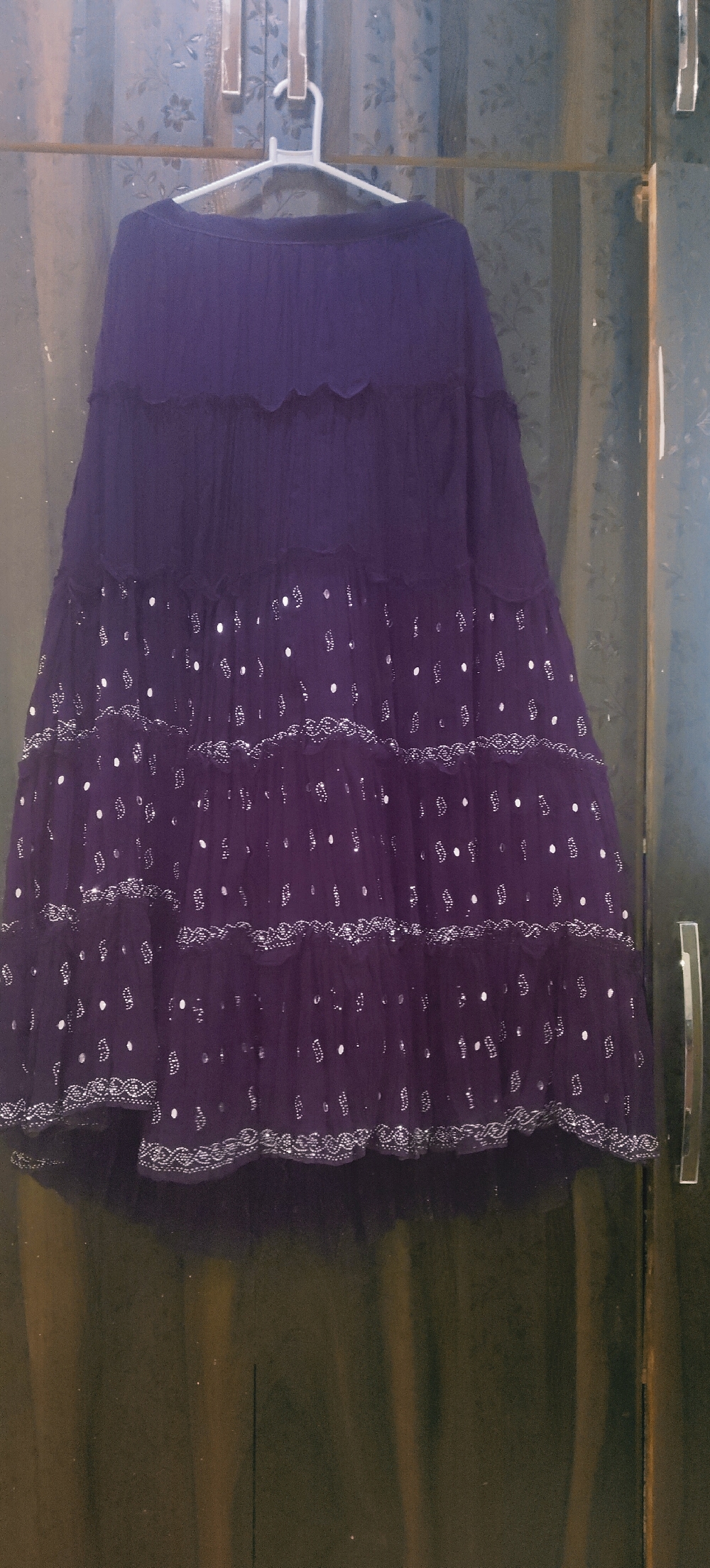 It is very light weight jorjet skirt with beautiful mirror