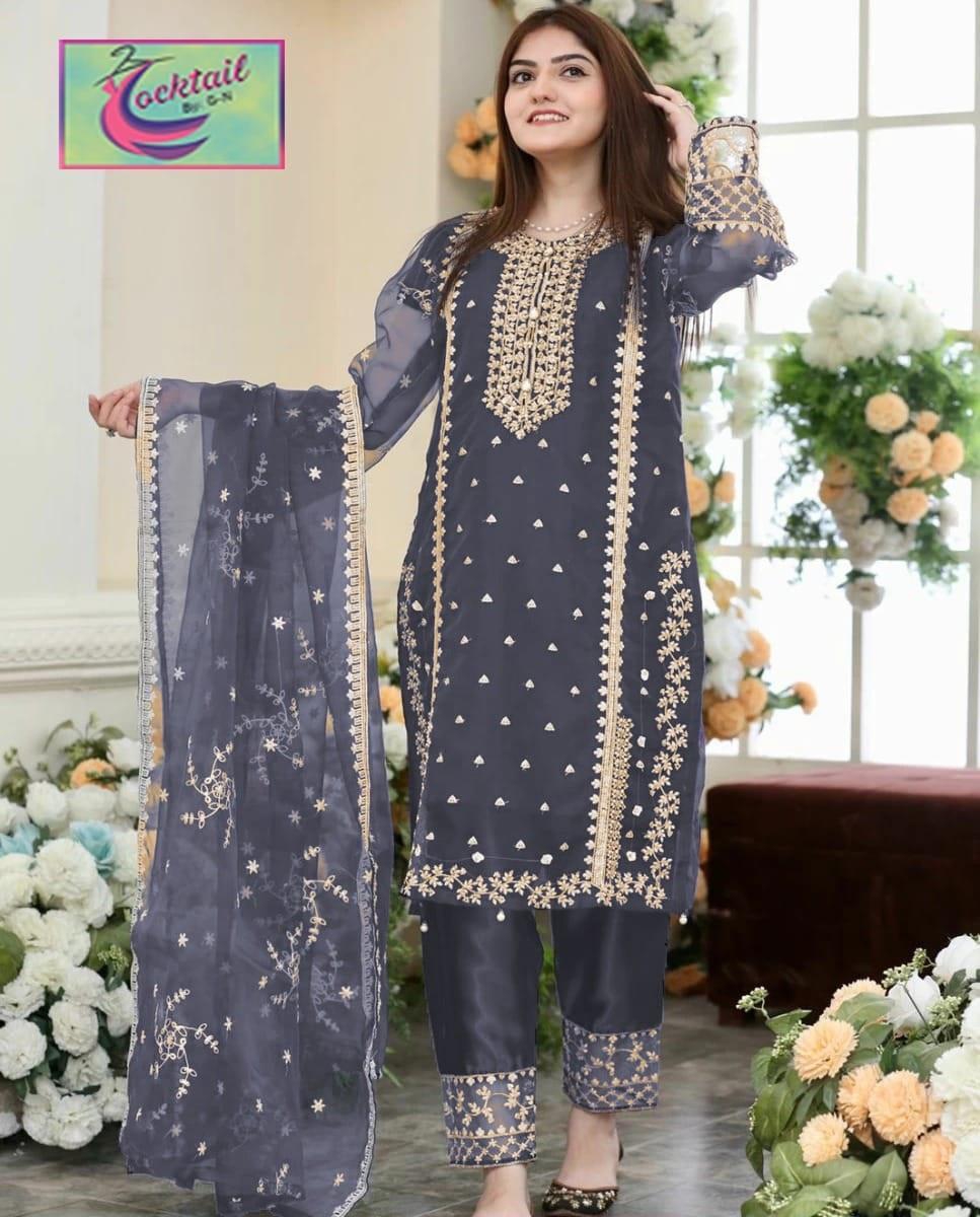 • Shirt Fabric: Organza • Pattern: Embroidered • Neck Type:
