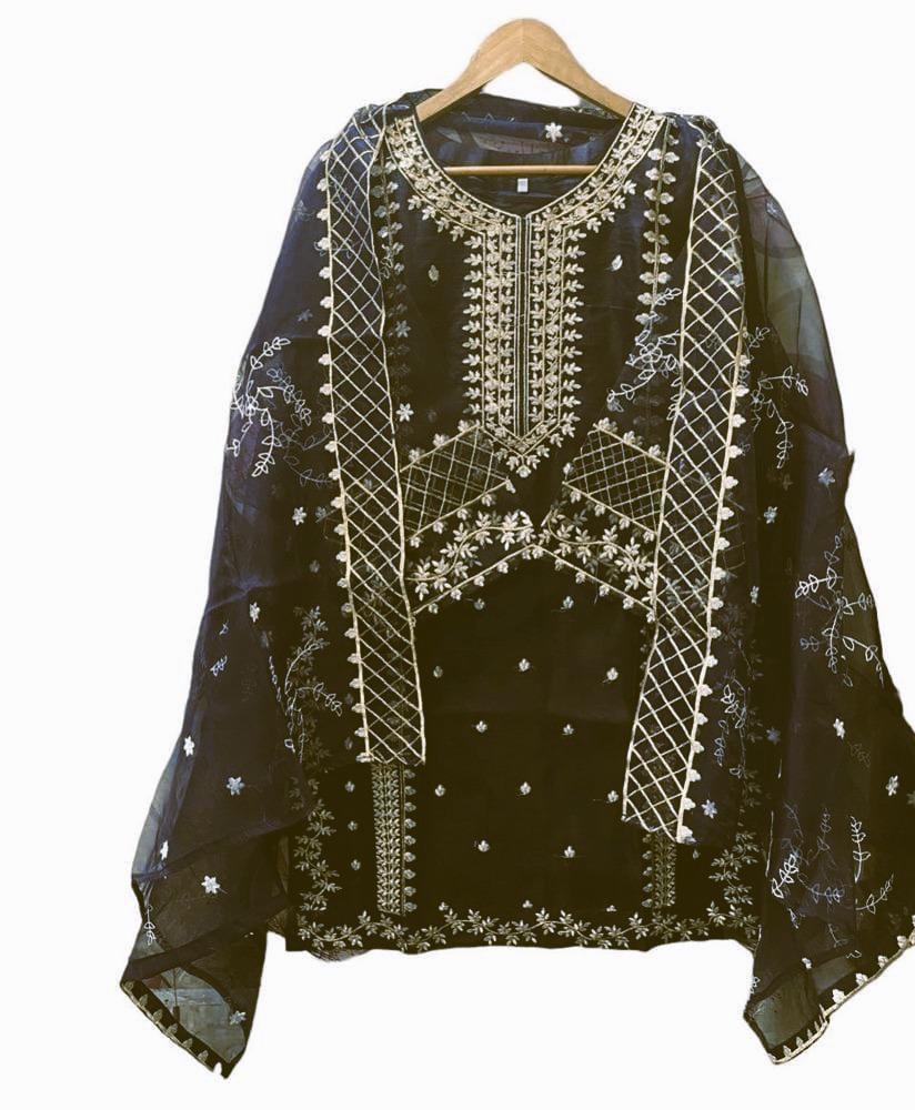 • Shirt Fabric: Organza • Pattern: Embroidered • Neck Type: