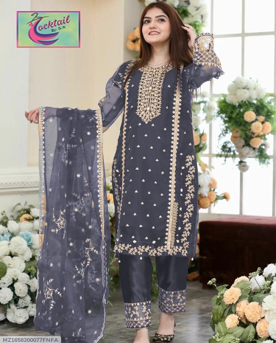 • Shirt Fabric: Organza • Pattern: Embroidered • Neck Type: