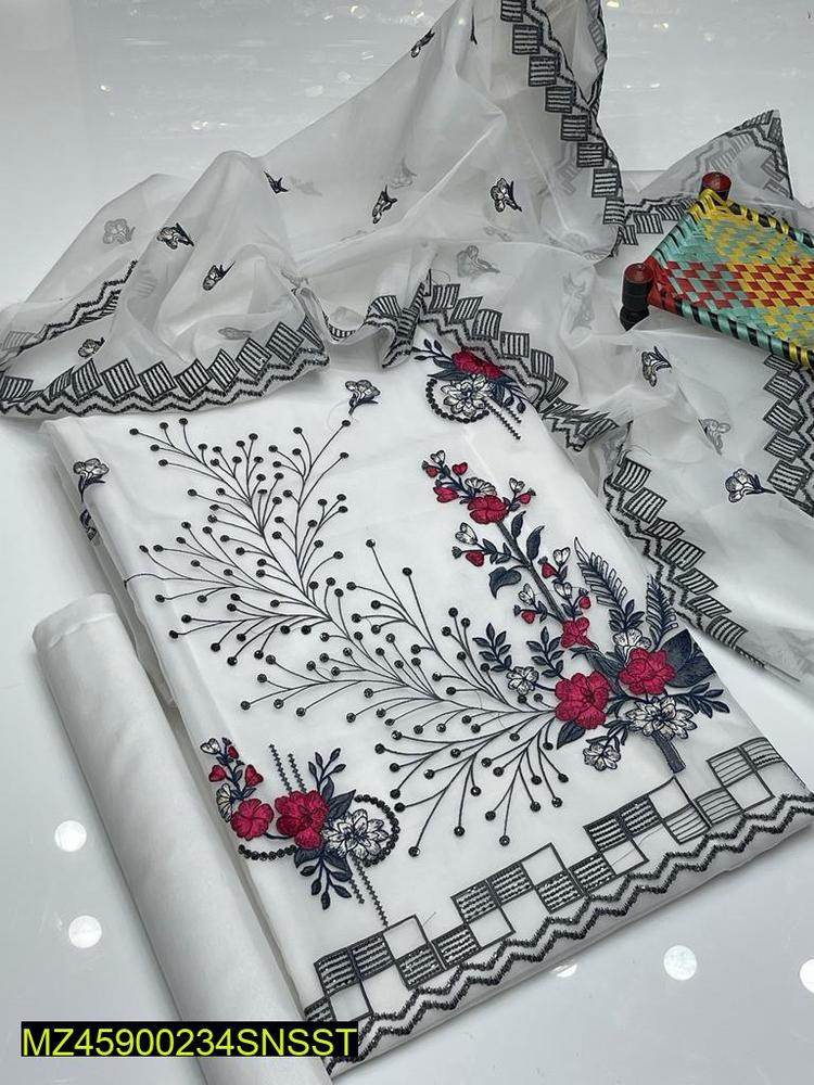 • Fabric: Organza • Shirt Front: Embroidered • Neckline: Embroidered