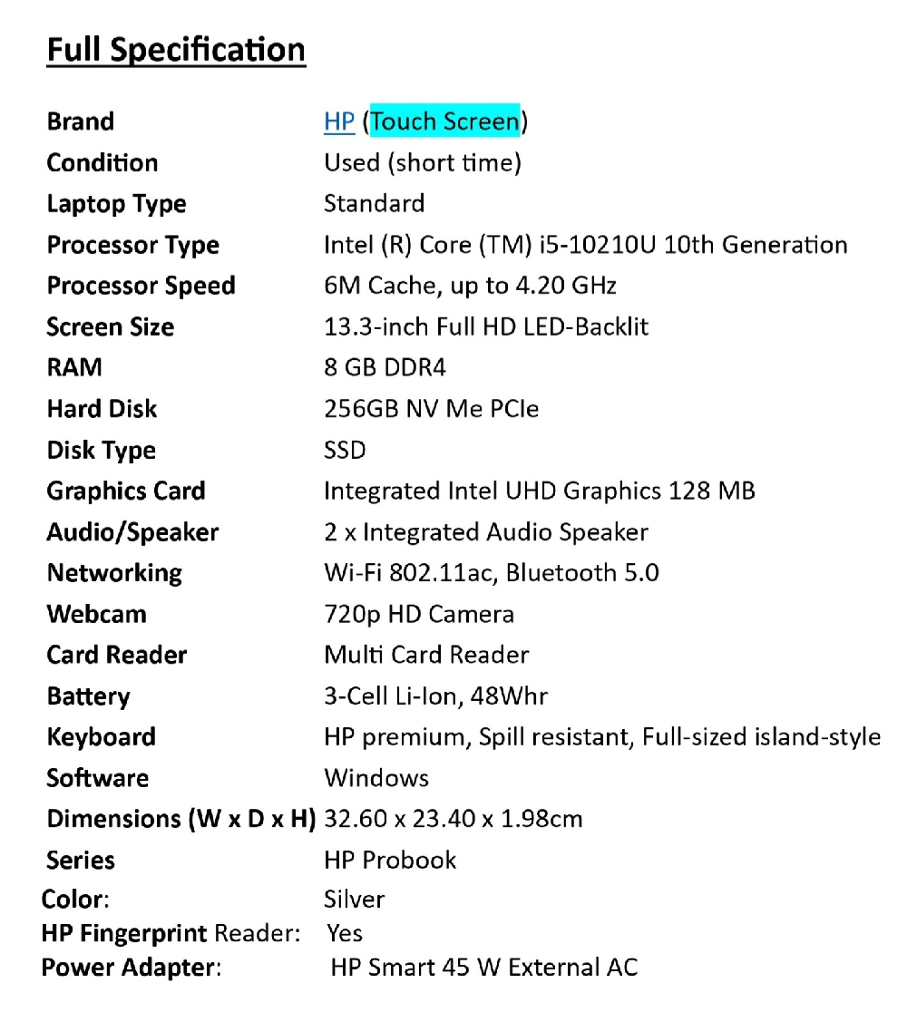 অসাধারণ Hp Touch screen Laptop কনফিগারেশন ছবি পোস্ট করা আছে।