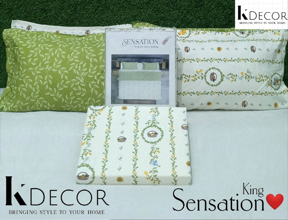 Sensation King✨ 👉1 Super King Size Bedsheet 👉4 Large Size