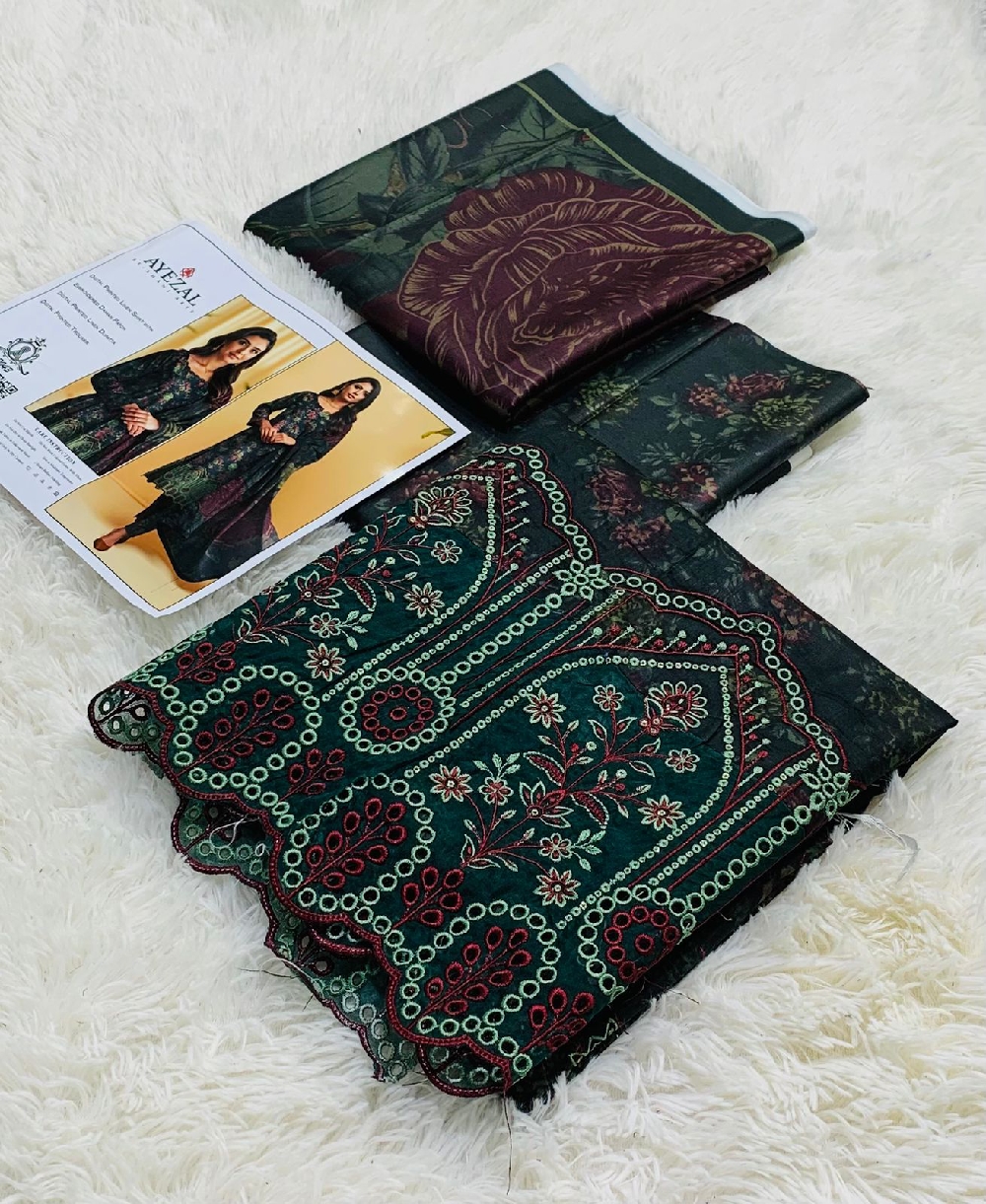 New latest update ... BRAND : AYEZAL LINEN ALLOVER 3PC