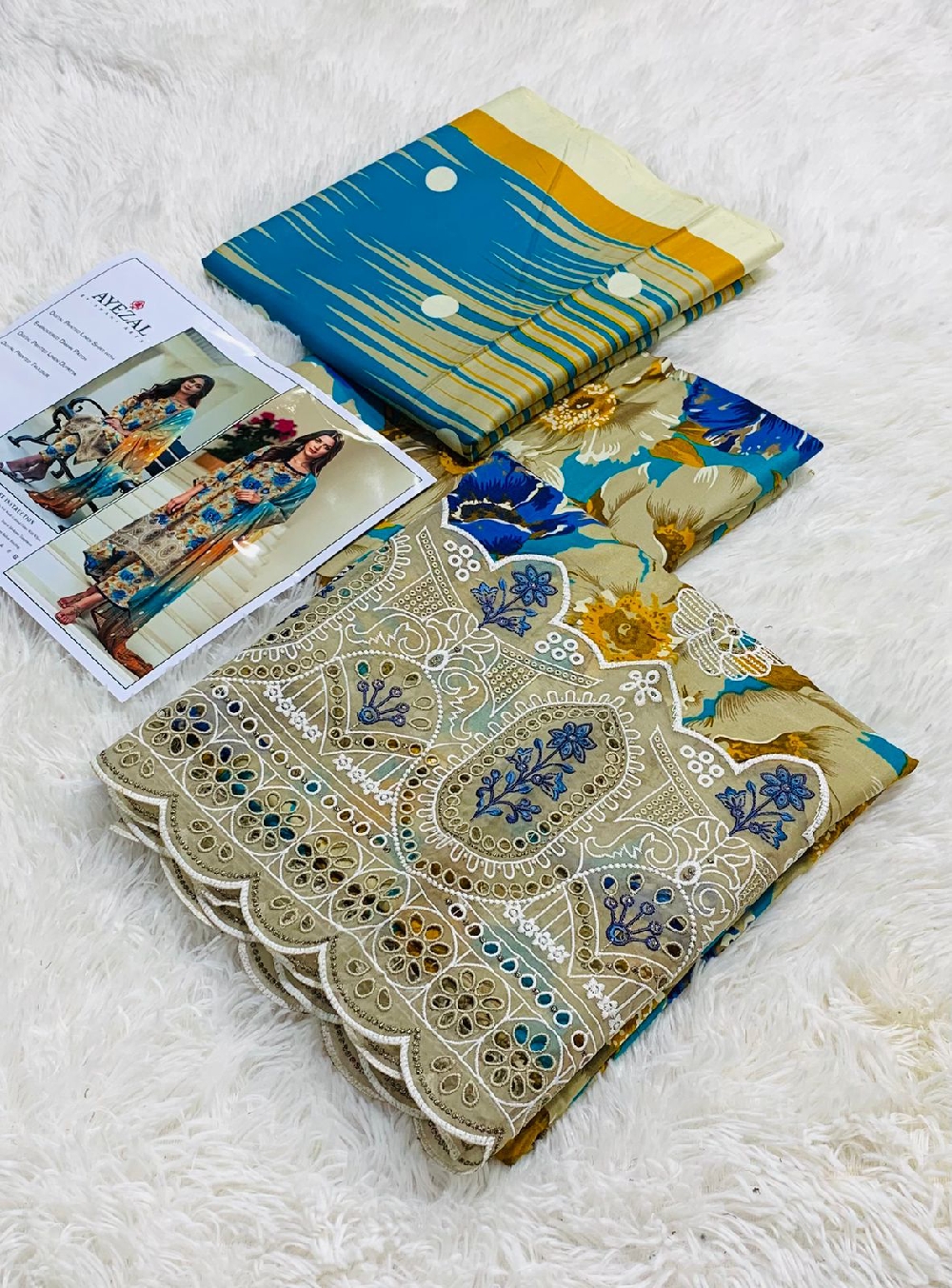New latest update ... BRAND : AYEZAL LINEN ALLOVER 3PC
